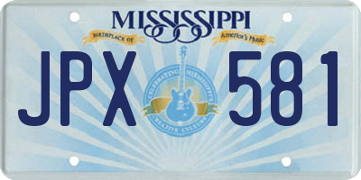 MS license plate JPX581