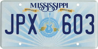 MS license plate JPX603
