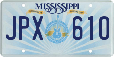 MS license plate JPX610
