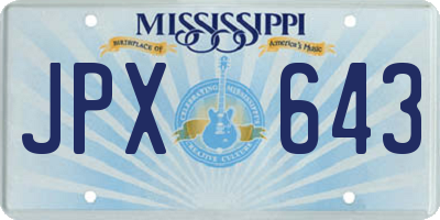 MS license plate JPX643