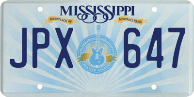 MS license plate JPX647