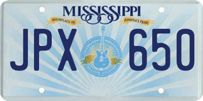 MS license plate JPX650