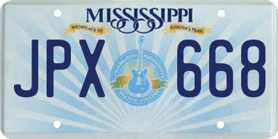 MS license plate JPX668