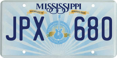 MS license plate JPX680