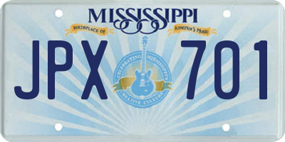 MS license plate JPX701