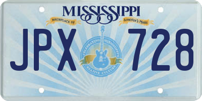 MS license plate JPX728