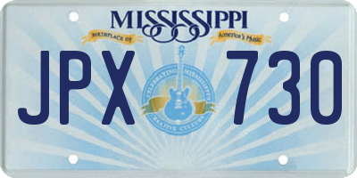 MS license plate JPX730