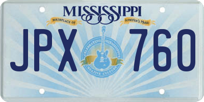 MS license plate JPX760