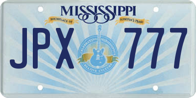 MS license plate JPX777