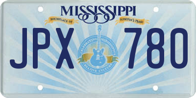 MS license plate JPX780
