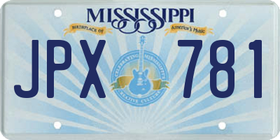 MS license plate JPX781