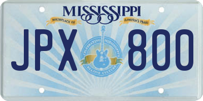 MS license plate JPX800