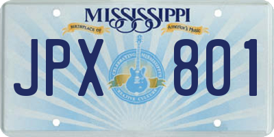 MS license plate JPX801