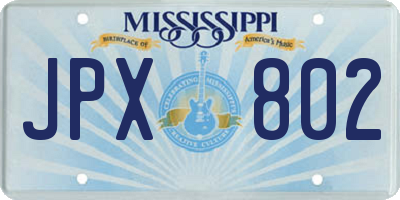 MS license plate JPX802