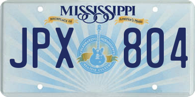 MS license plate JPX804