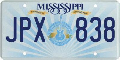 MS license plate JPX838