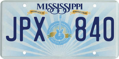 MS license plate JPX840