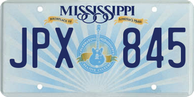 MS license plate JPX845