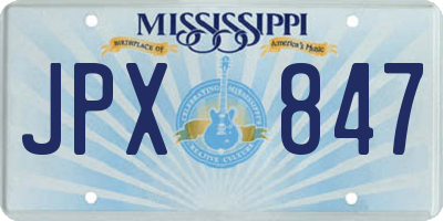 MS license plate JPX847