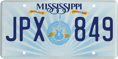MS license plate JPX849