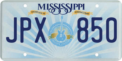 MS license plate JPX850