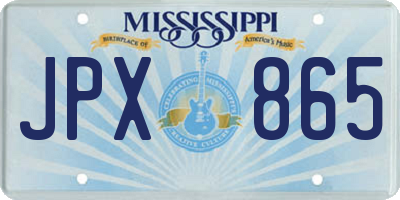MS license plate JPX865