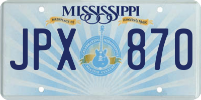 MS license plate JPX870