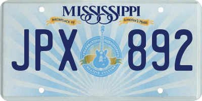 MS license plate JPX892
