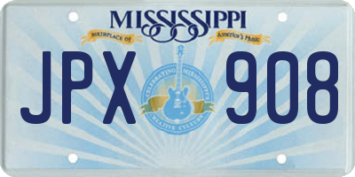 MS license plate JPX908