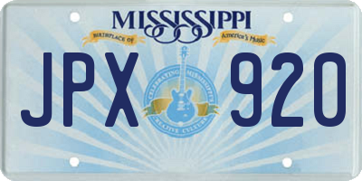 MS license plate JPX920