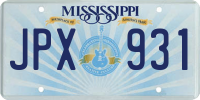 MS license plate JPX931