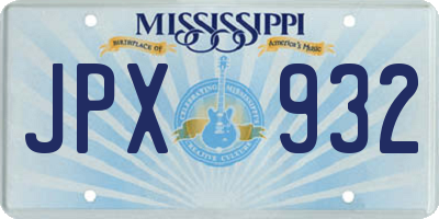 MS license plate JPX932