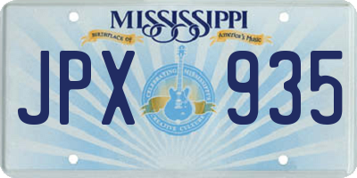 MS license plate JPX935