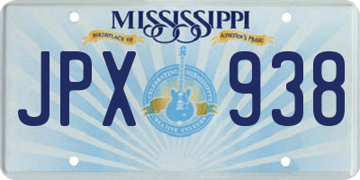 MS license plate JPX938