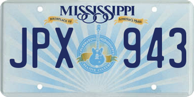 MS license plate JPX943