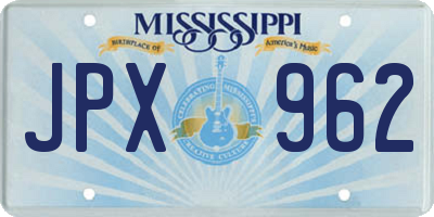 MS license plate JPX962