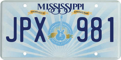 MS license plate JPX981
