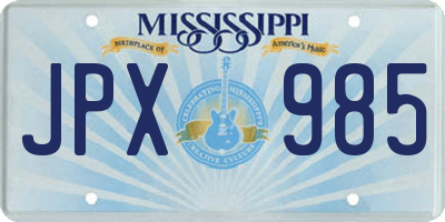 MS license plate JPX985