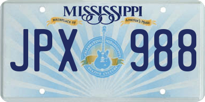 MS license plate JPX988