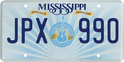 MS license plate JPX990