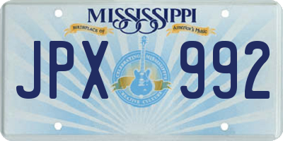 MS license plate JPX992
