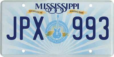MS license plate JPX993