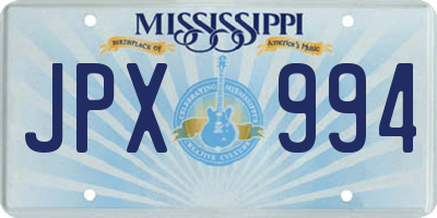 MS license plate JPX994
