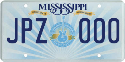 MS license plate JPZ000