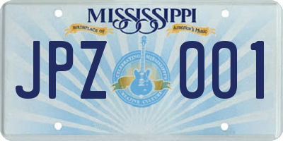 MS license plate JPZ001