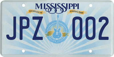MS license plate JPZ002