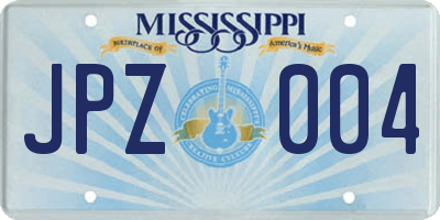 MS license plate JPZ004