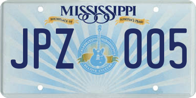 MS license plate JPZ005
