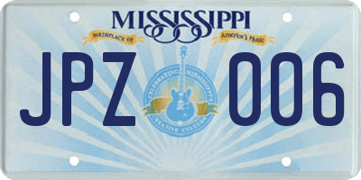 MS license plate JPZ006