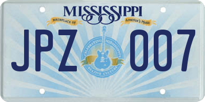 MS license plate JPZ007